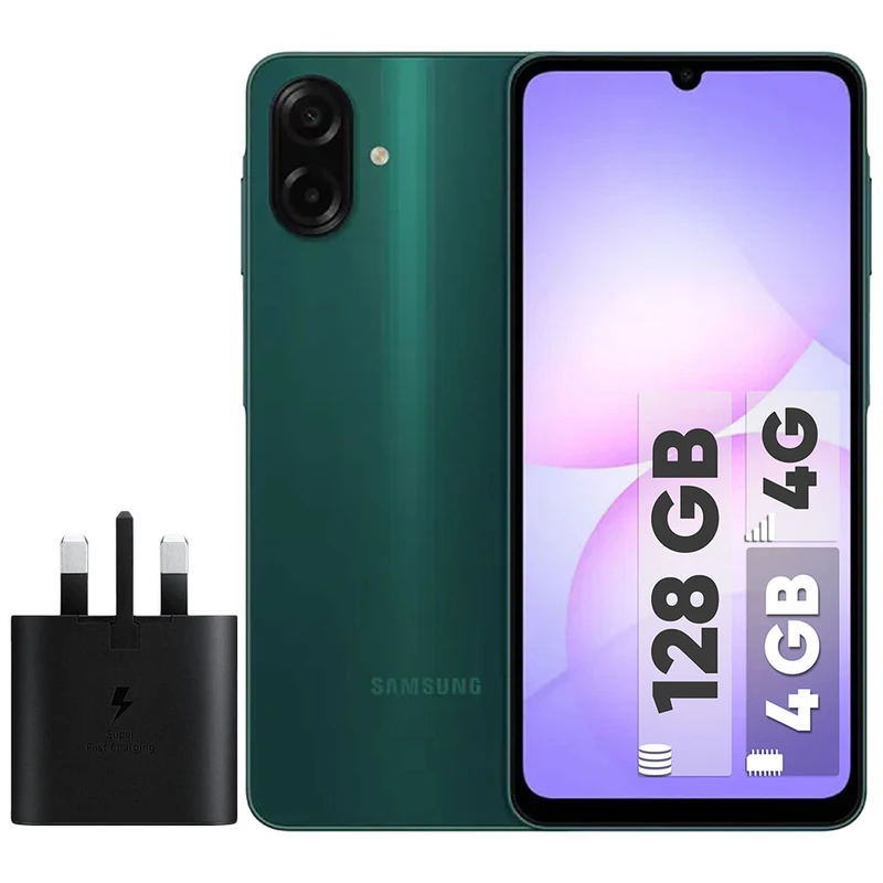 گوشی موبایل سامسونگ مدل Galaxy A07  ظرفیت 128 گیگابایت و رم 4 گیگابایت(مشکی) همراه با اداپتور 25 وات و گلس